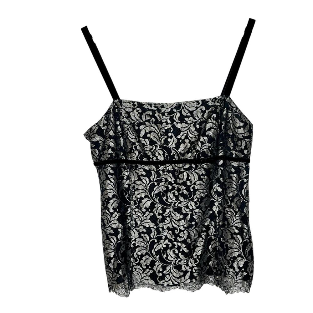 Y2K Lace Velvet Babydoll Top Black Womens 8 Loft Whimsigoth Regency Fairy Grunge